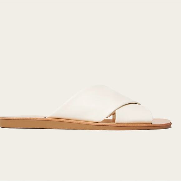 Everlane Day Crossover Sandals Size 9 Leather Cream Flat Slip On - Picture 3 of 8